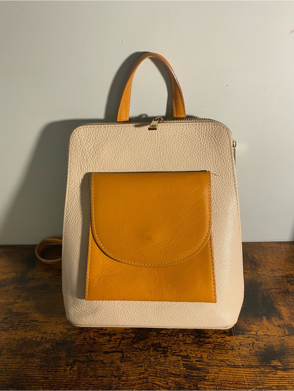 Divina Firenze Two-Tone Leather Backpack Made in Italy